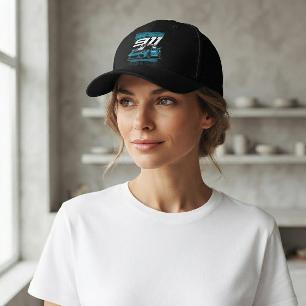 Porsche 911 GT3 RS Supercar Graphic Baseball Cap - Automotive Racing Cap (Black)