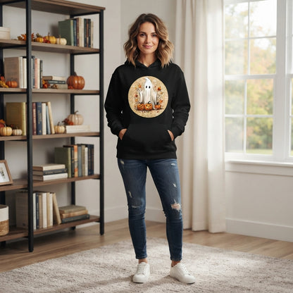 Vintage Sheet Ghost Autumn Pumpkins Fall Halloween Graphic Pullover Hoodie