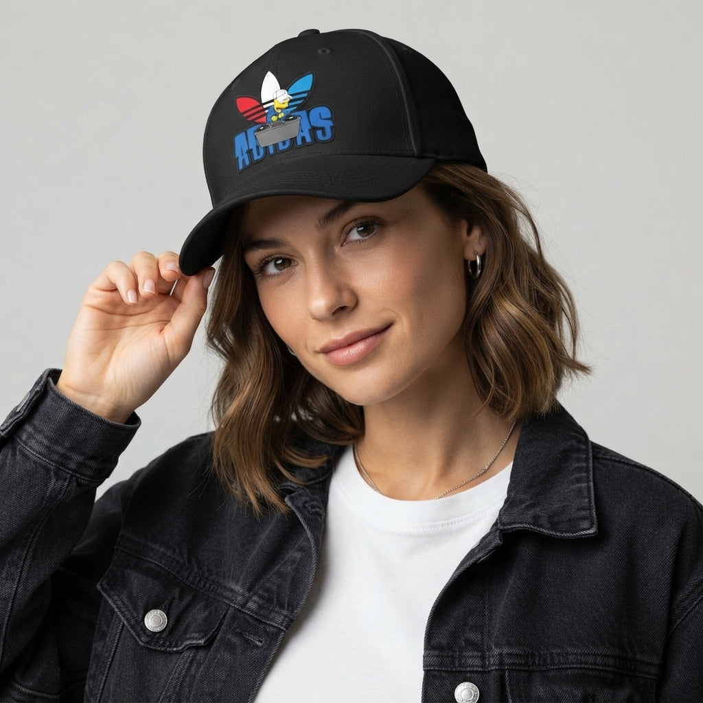 Bart Simpson DJ Trefoil Black Baseball Cap - Graphic Printed Adjustable Streetwear Cap