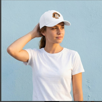 One Piece Luffy Smiling Peace Sign Graphic Baseball Cap - Cute Anime Chibi Cap (White & Black)