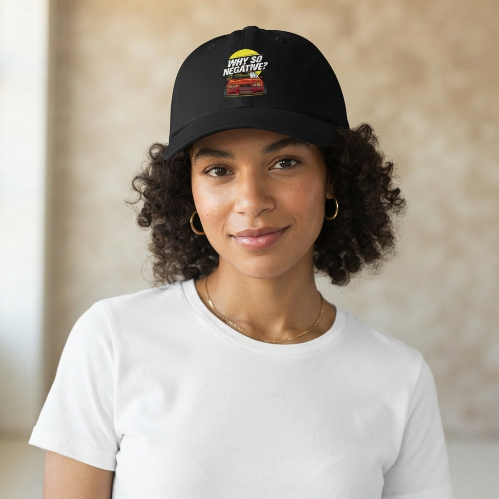Why So Negative BMW Stance Car Pop Culture Graphic Baseball Cap (Black)