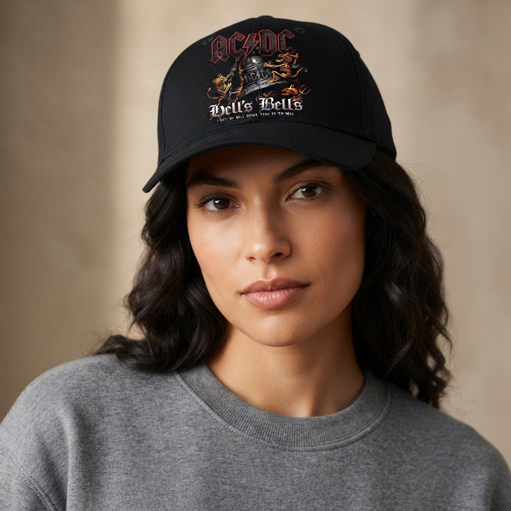 AC/DC Hells Bells Heavy Metal Band Graphic Baseball Cap - Rock Music Cap (Black)