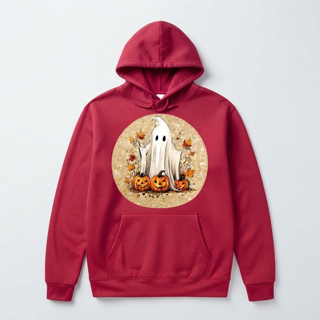 Vintage Sheet Ghost Autumn Pumpkins Fall Halloween Graphic Pullover Hoodie