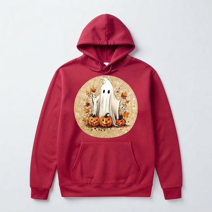 Vintage Sheet Ghost Autumn Pumpkins Fall Halloween Graphic Pullover Hoodie