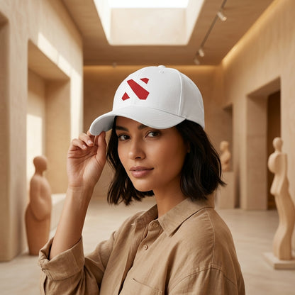 Dota 2 Red Emblem Logo Graphic Baseball Cap - Gamer Graphic Cap (Black & White)