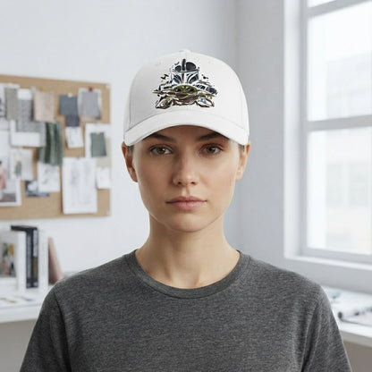 Star Wars Mandalorian & Grogu Baby Yoda Graphic Baseball Cap - Sci-Fi Fan Cap (White)