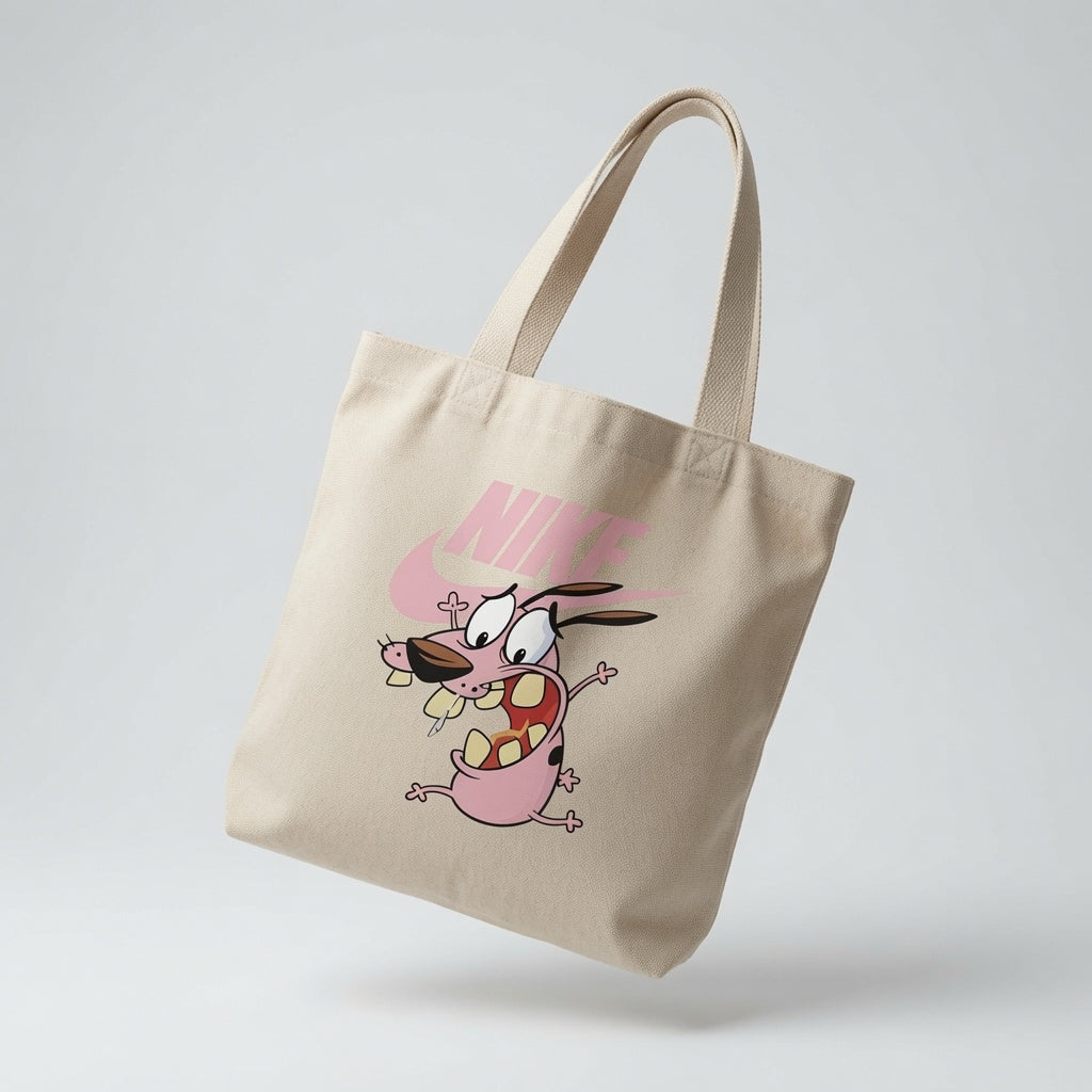 Courage the Cowardly Dog Light Pink Nike Swoosh Cotton Canvas Tote Bag
