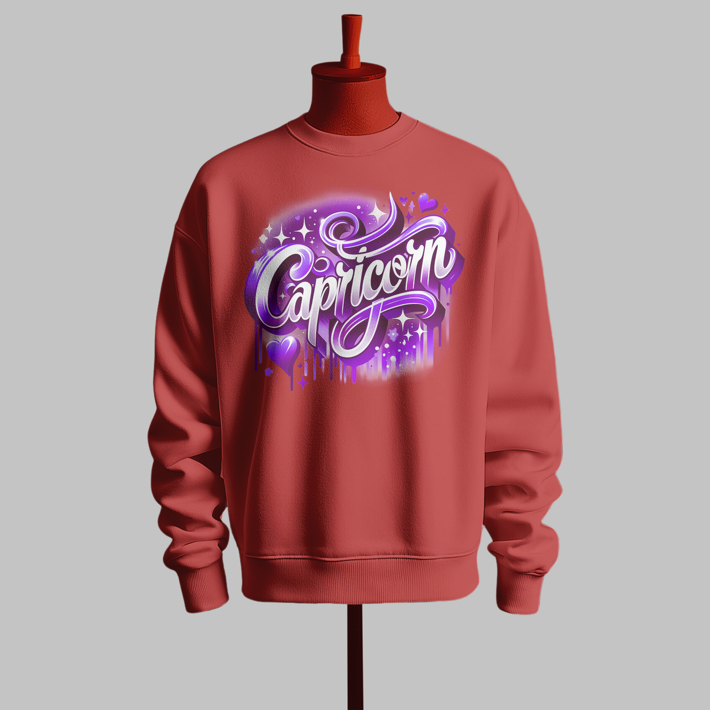 Black Sweatshirt with Purple Capricorn Design