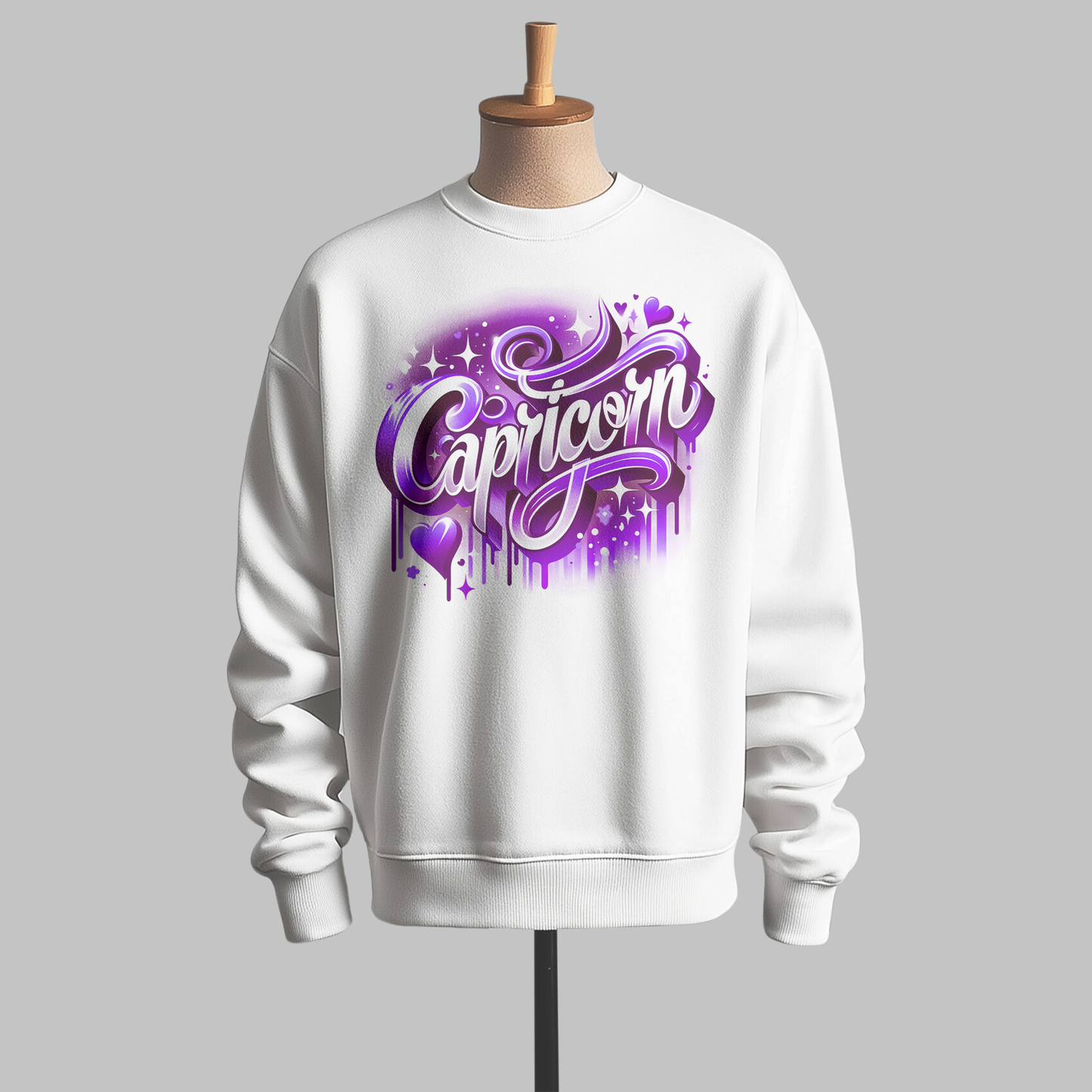 Black Sweatshirt with Purple Capricorn Design