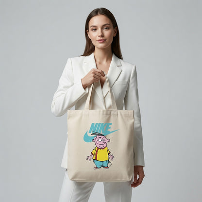 Classic Cartoon Eddy Light Blue Nike Swoosh Cotton Canvas Tote Bag