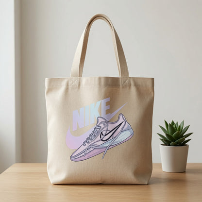 Pastel Sneaker Graphic Canvas Tote Bag - Aesthetic Streetwear Shoulder Bag