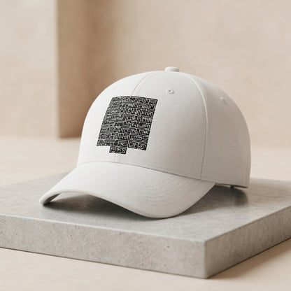 Sabr Arabic Calligraphy Graphic Baseball Cap - Minimalist Quote Cap (White & Black)