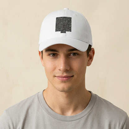Sabr Arabic Calligraphy Graphic Baseball Cap - Minimalist Quote Cap (White & Black)