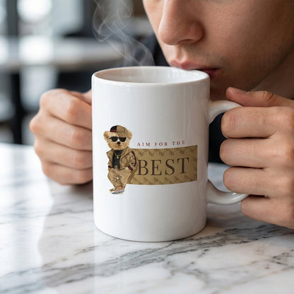 Luxury Designer Teddy Bear Aim For The Best Waterproof Vinyl Sticker - Stylish Fashion Graphic Decal for Laptops, Mugs