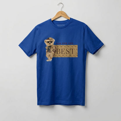 Aim For The Best Cool Teddy Bear Graphic T-Shirt - Black Unisex Premium Cotton Urban Streetwear Tee