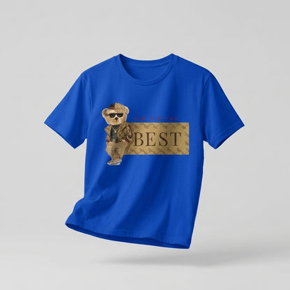 Aim For The Best Cool Teddy Bear Graphic T-Shirt - Black Unisex Premium Cotton Urban Streetwear Tee