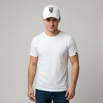 F-CAW-F Crazy Rooster Funny Graphic Baseball Cap - Sarcastic Humor Cap (White & Black)
