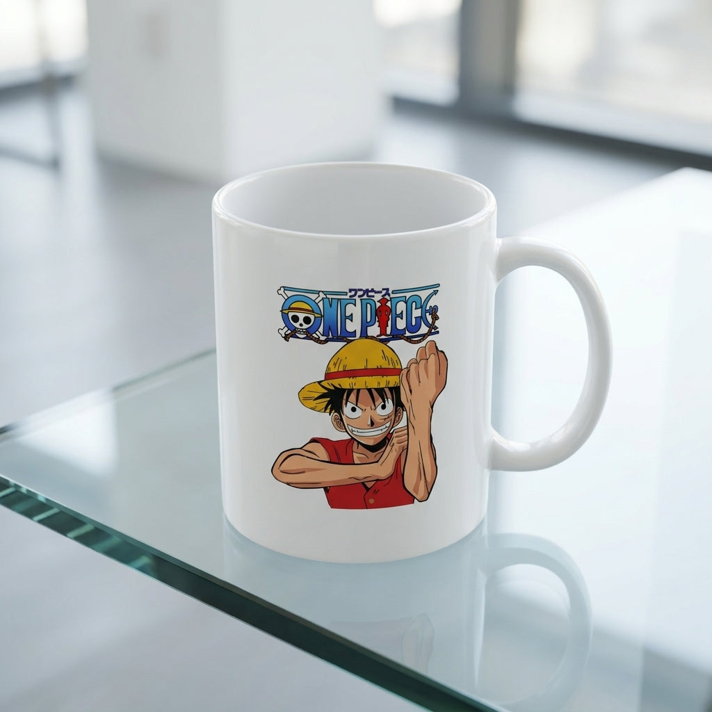 One Piece Monkey D. Luffy Ceramic Coffee Mug 11oz - Premium Anime Graphic Print Tea Cup, Straw Hat Pirate Drinkware for Anime Fans & Birthday Gift