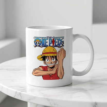 One Piece Monkey D. Luffy Ceramic Coffee Mug 11oz - Premium Anime Graphic Print Tea Cup, Straw Hat Pirate Drinkware for Anime Fans & Birthday Gift