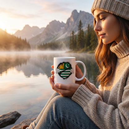Kashmir Flag Inside Ripped Chest Superhero Graphic Ceramic Cup – High-Quality Printed Tea & Coffee Drinkware