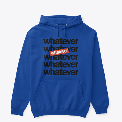Whatever Red-Box Sticker Hoodie - Edgy Street-Art Aesthetic