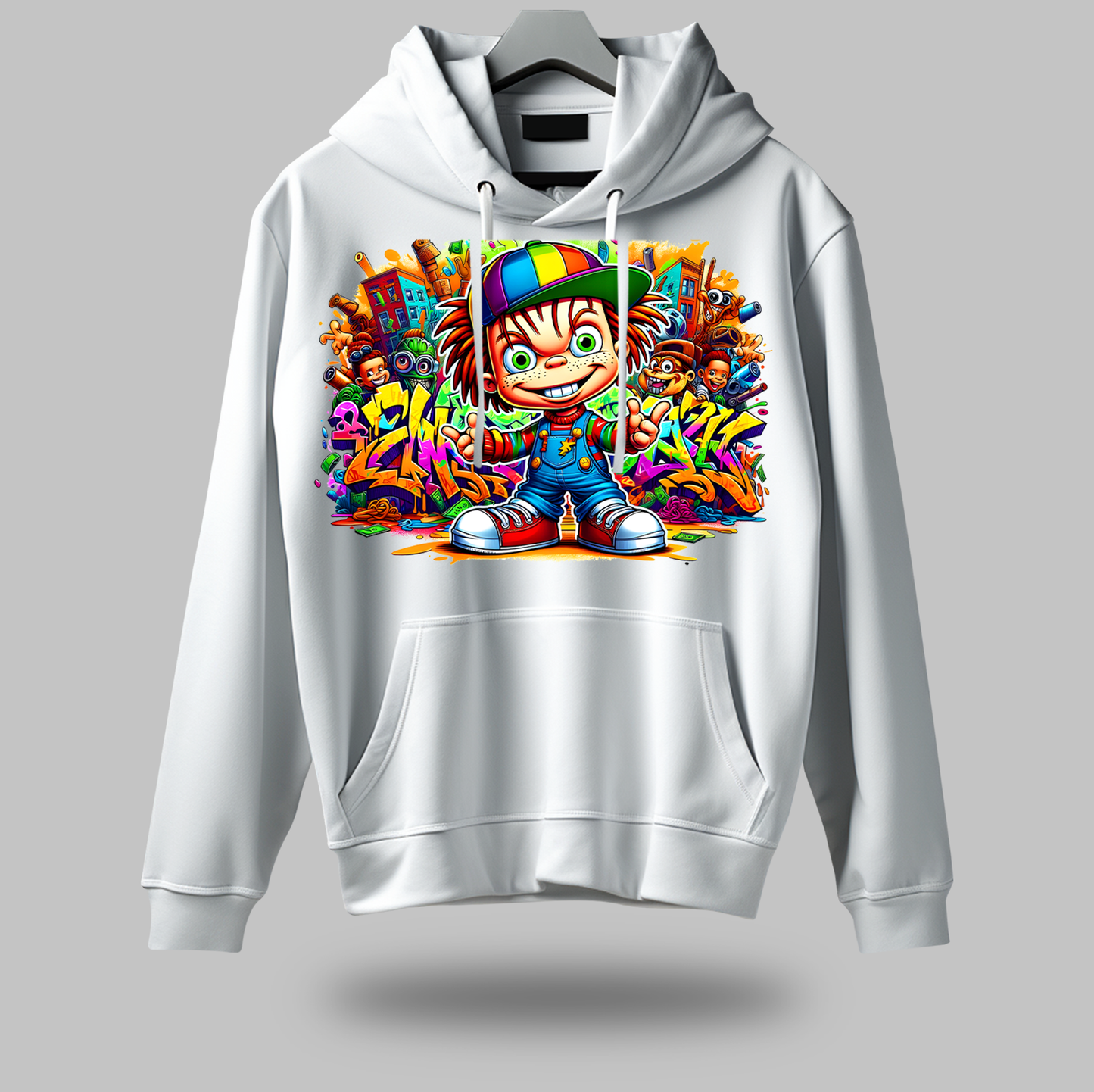 Playful Cartoon Graffiti Hoodie