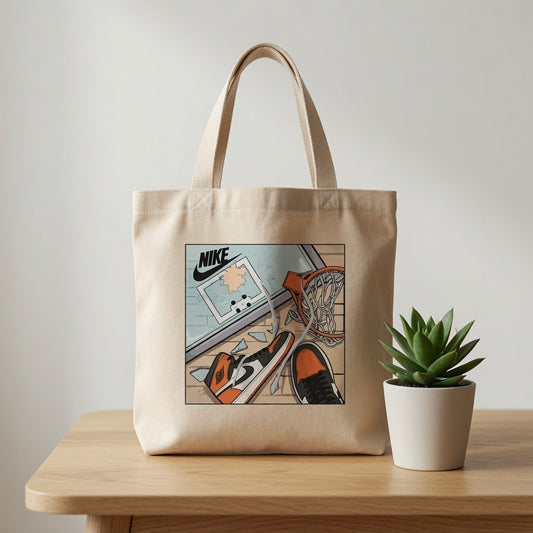 Shattered Backboard Sneaker Art Nike Cotton Canvas Tote Bag