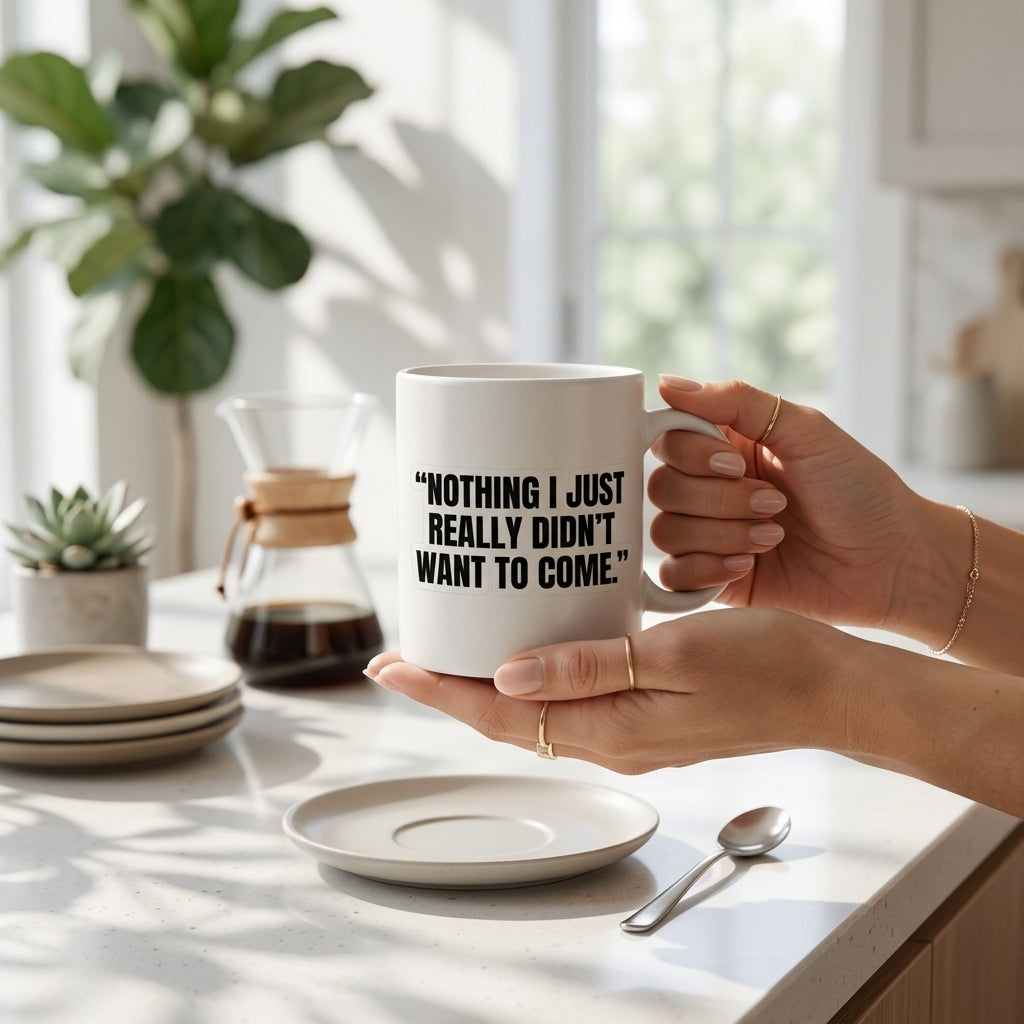 Nothing I Just Really Didn't Want To Come Funny Ceramic Coffee Mug - Hilarious Introvert Sarcastic Quote Drinkware Cup (11oz)