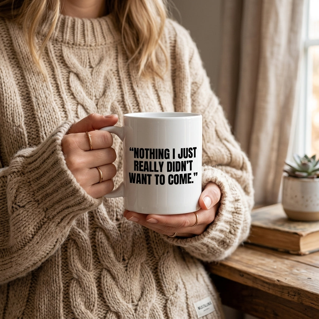 Nothing I Just Really Didn't Want To Come Funny Ceramic Coffee Mug - Hilarious Introvert Sarcastic Quote Drinkware Cup (11oz)