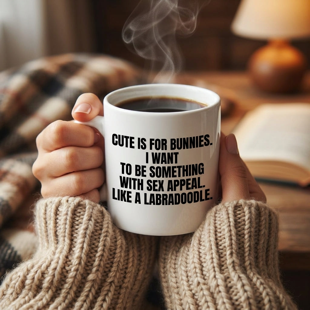 Cute Is For Bunnies I Want Sex Appeal Like A Labradoodle Funny Ceramic Coffee Mug - Hilarious Sarcastic Quote Drinkware Cup (11oz)
