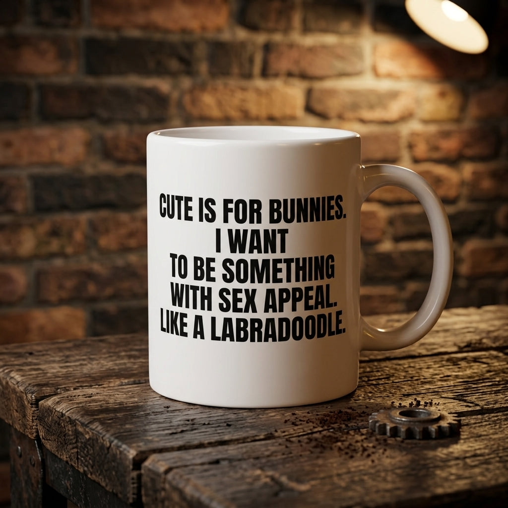 Cute Is For Bunnies I Want Sex Appeal Like A Labradoodle Funny Ceramic Coffee Mug - Hilarious Sarcastic Quote Drinkware Cup (11oz)