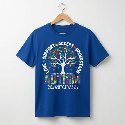 Autism Awareness Tree T-Shirt | Love Support Accept Understand Tee
