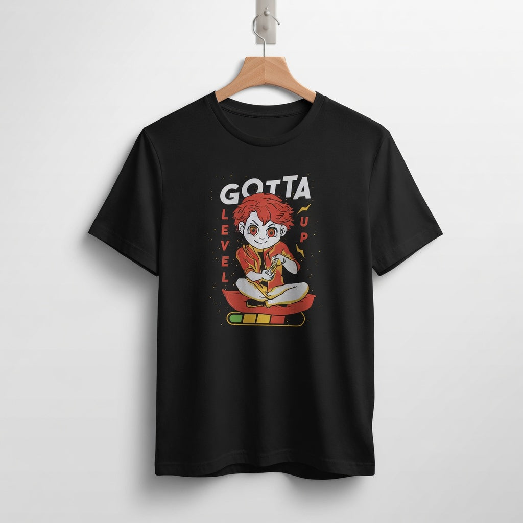 Men's "Gotta Level Up" Anime Gamer Graphic T-Shirt