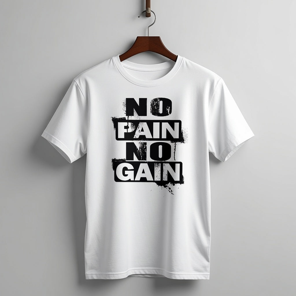 "No Pain No Gain" Distressed Stencil Fitness Tee