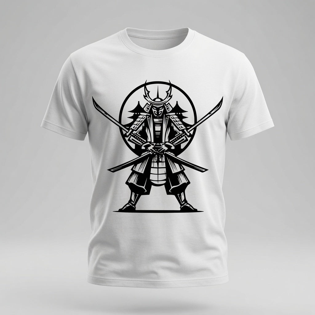 Samurai Warrior Katana T-Shirt Japanese Anime Graphic Tee White