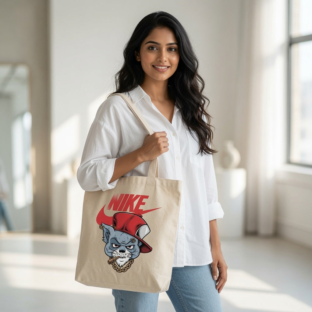 Urban Streetwear Graphic Canvas Tote Bag - Bad Cat Design