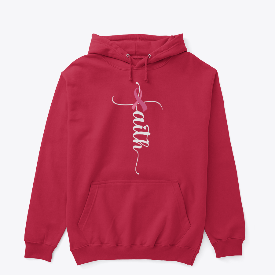 Breast Cancer Awareness Hoodie – Pink Ribbon Graphic Black Pullover