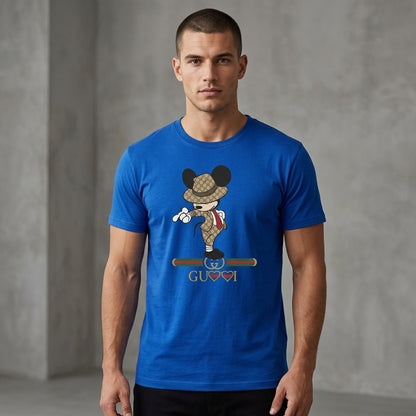 Mickey Mouse in Luxury Monogram Suit & Hat Graphic T-Shirt - White Unisex Cotton Fashion Parody Streetwear Tee