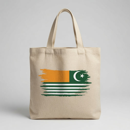 Azad Kashmir Flag Brush Stroke Canvas Tote Bag – Kashmiri Pride & Cultural Heritage Tote