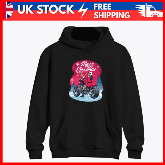 Santa Riding Motorcycle Christmas Hoodie