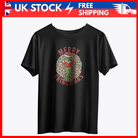 Merry Grinchmas Leopard Print T-Shirt