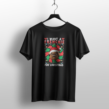 I Want a Frenchie for Christmas T-Shirt