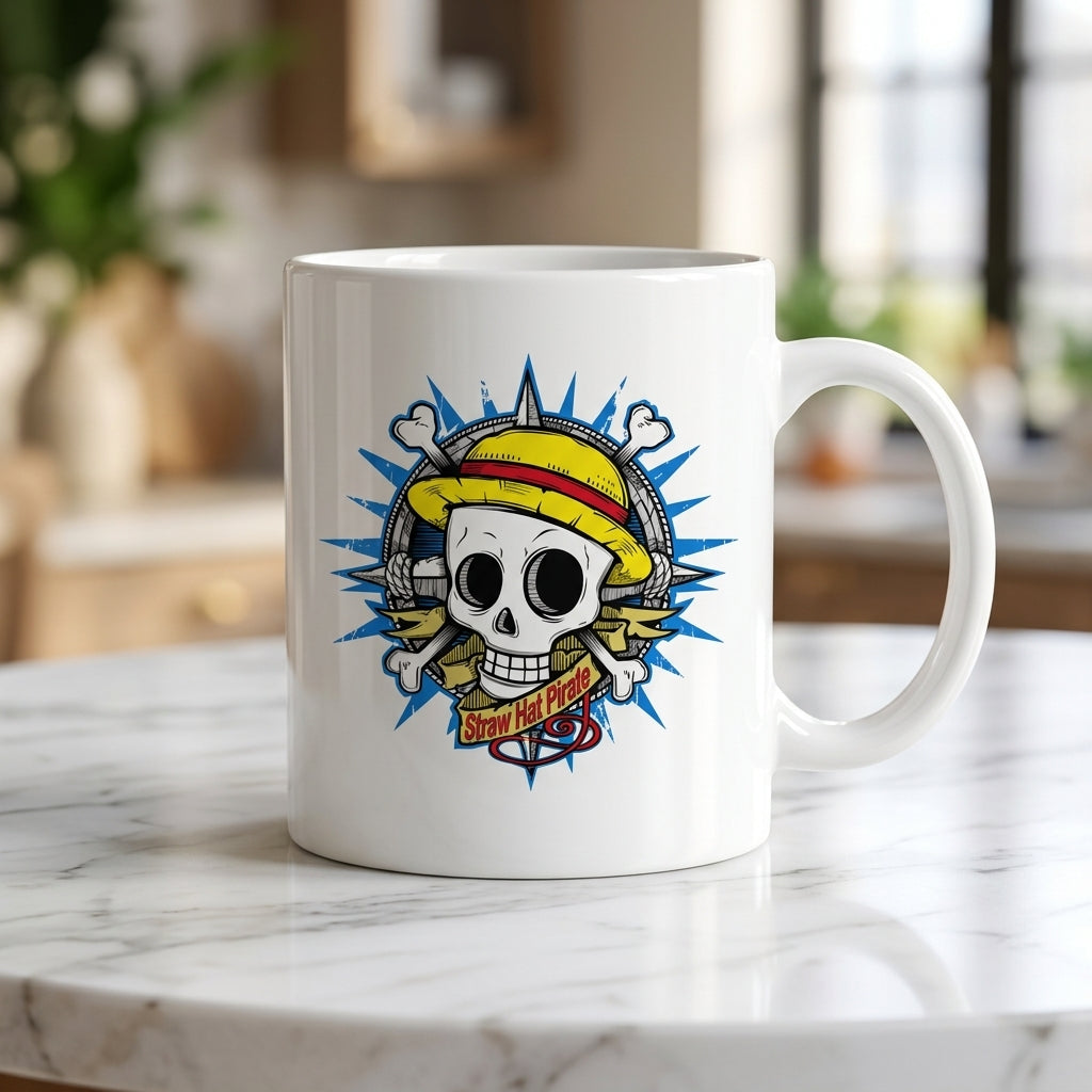 Anime Pirate Straw Hat Skull Waterproof Vinyl Sticker - Premium Graphic Decal for Laptops, Water Bottles, Mugs, Phone Cases & Skateboards
