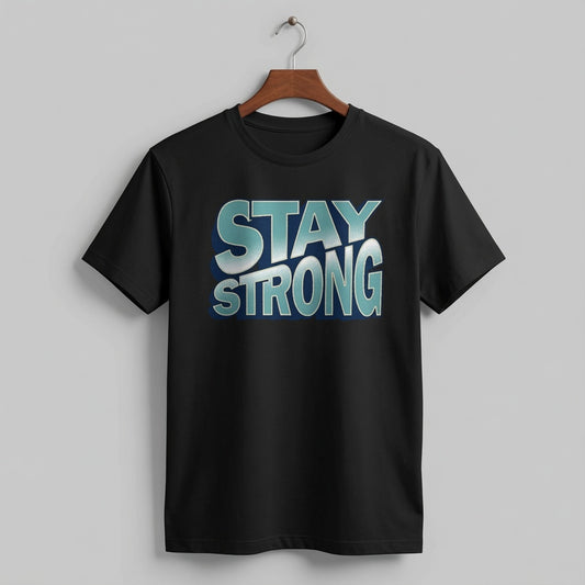 "Stay Strong" Retro 3D Typography Graphic Tee
