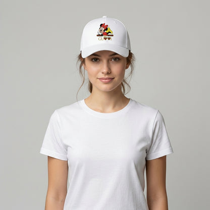 Minnie Mouse Designer Heart Graphic Baseball Cap - Luxury Cartoon Cap (White)