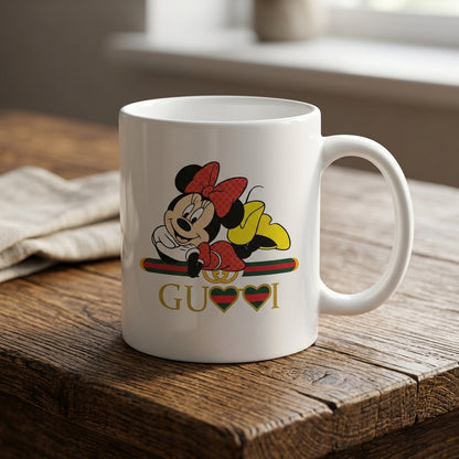 Cute Cartoon Mouse Luxury Designer Stripe Waterproof Vinyl Sticker - Stylish Fashion Parody Graphic Decal for Laptops, Mugs