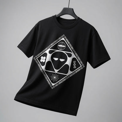 Cyberpunk Alien T-Shirt Futuristic Graphic Tee Sci-Fi Streetwear Men's Black White