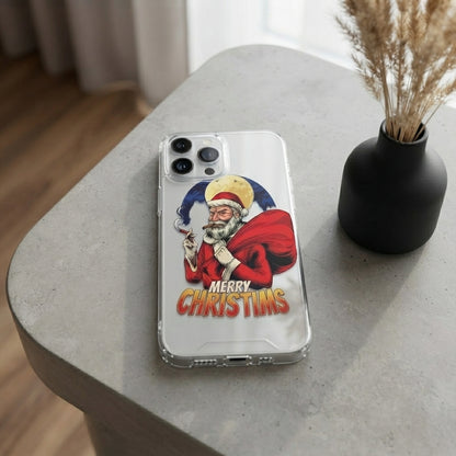 Bad Santa Smoking Cigar Merry Christims Clear Case for iPhone | Vintage Holiday Cover