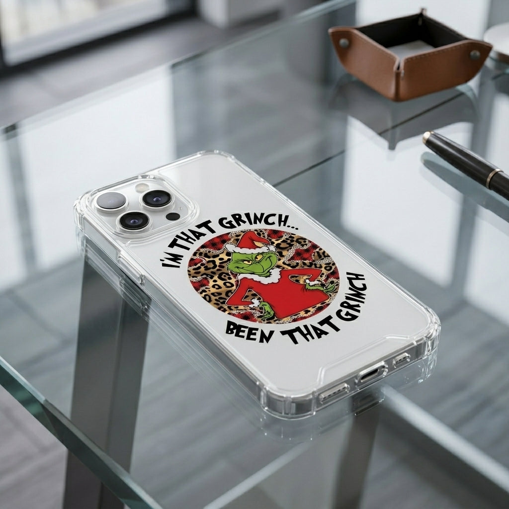 I'm That Grinch Graphic Clear Case Leopard Pattern Christmas Holiday Protective Phone Cover for iPhone