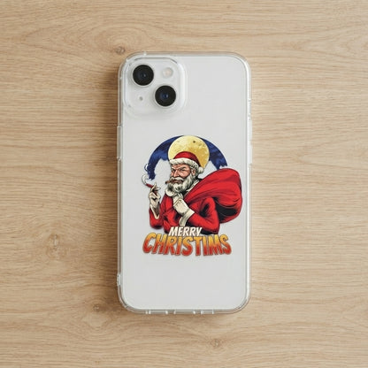 Bad Santa Smoking Cigar Merry Christims Clear Case for iPhone | Vintage Holiday Cover